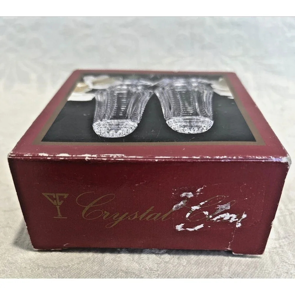 Vintage Jizerske Sklo Czech Lead Crystal Salt Pepper Shakers Style 18699 NIB